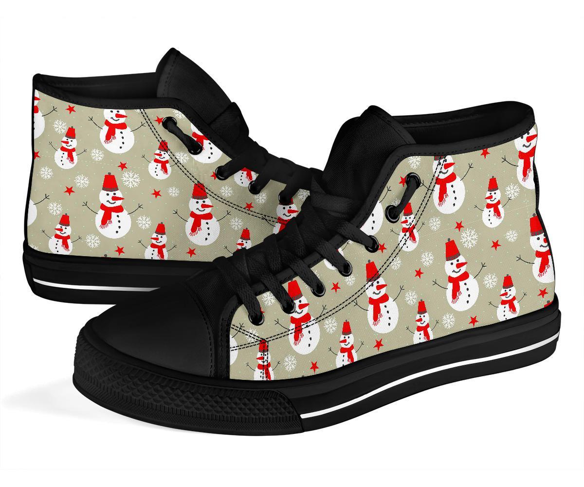Pattern Print Snowflake Snowman Men Women's High Top Shoes-grizzshop