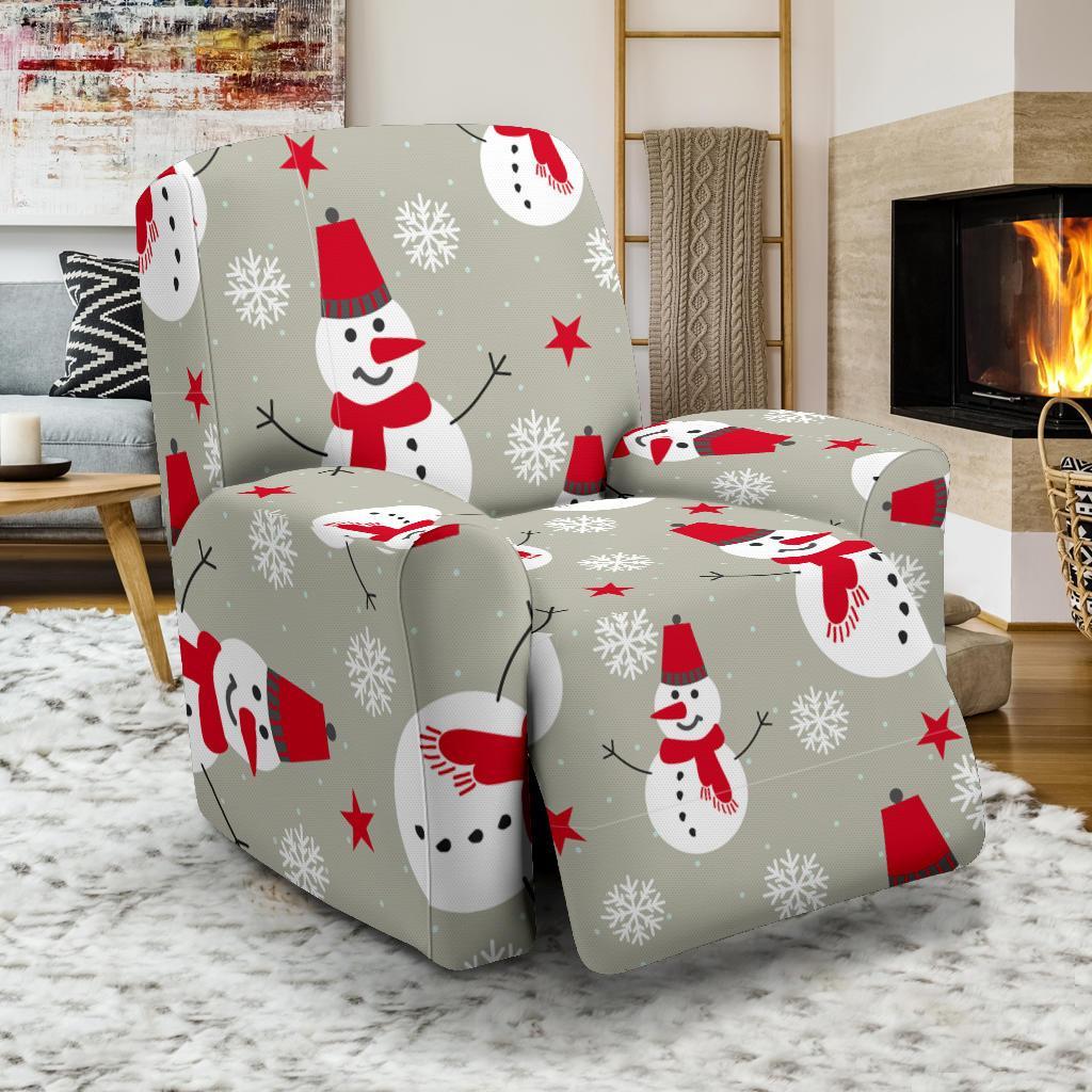 Pattern Print Snowflake Snowman Recliner Cover-grizzshop