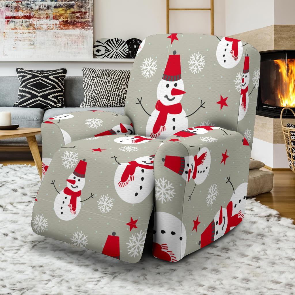 Pattern Print Snowflake Snowman Recliner Cover-grizzshop