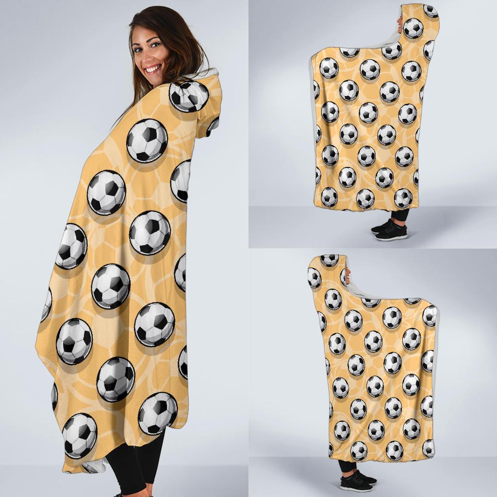 Pattern Print Soccer Hooded Blanket-grizzshop