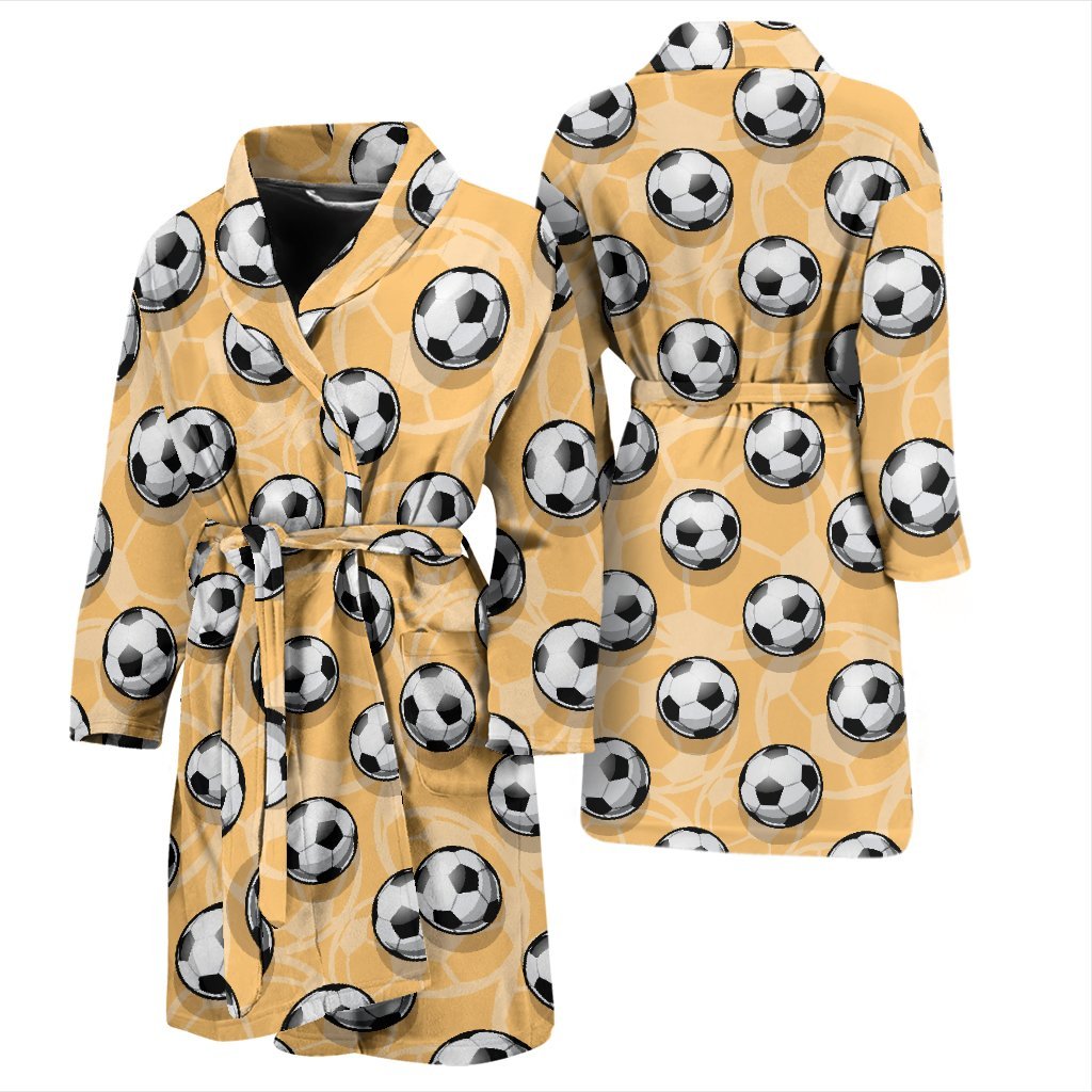 Pattern Print Soccer Men Long Robe-grizzshop