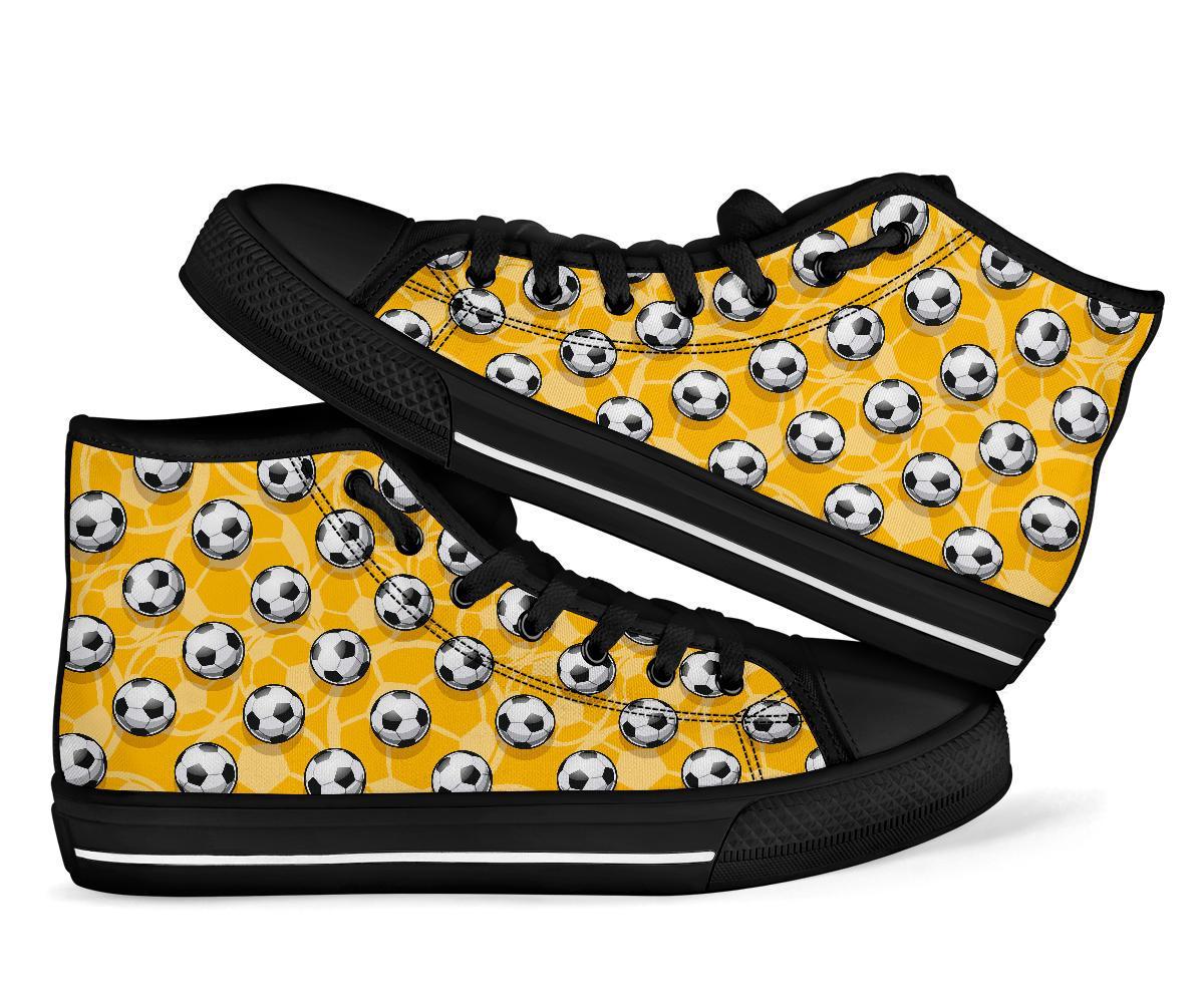 Pattern Print Soccer Men Women's High Top Shoes-grizzshop