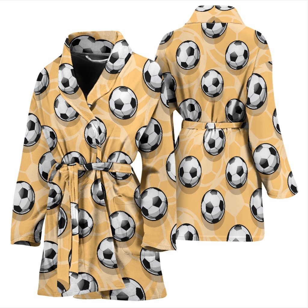Pattern Print Soccer Pattern Print Women Long Robe-grizzshop