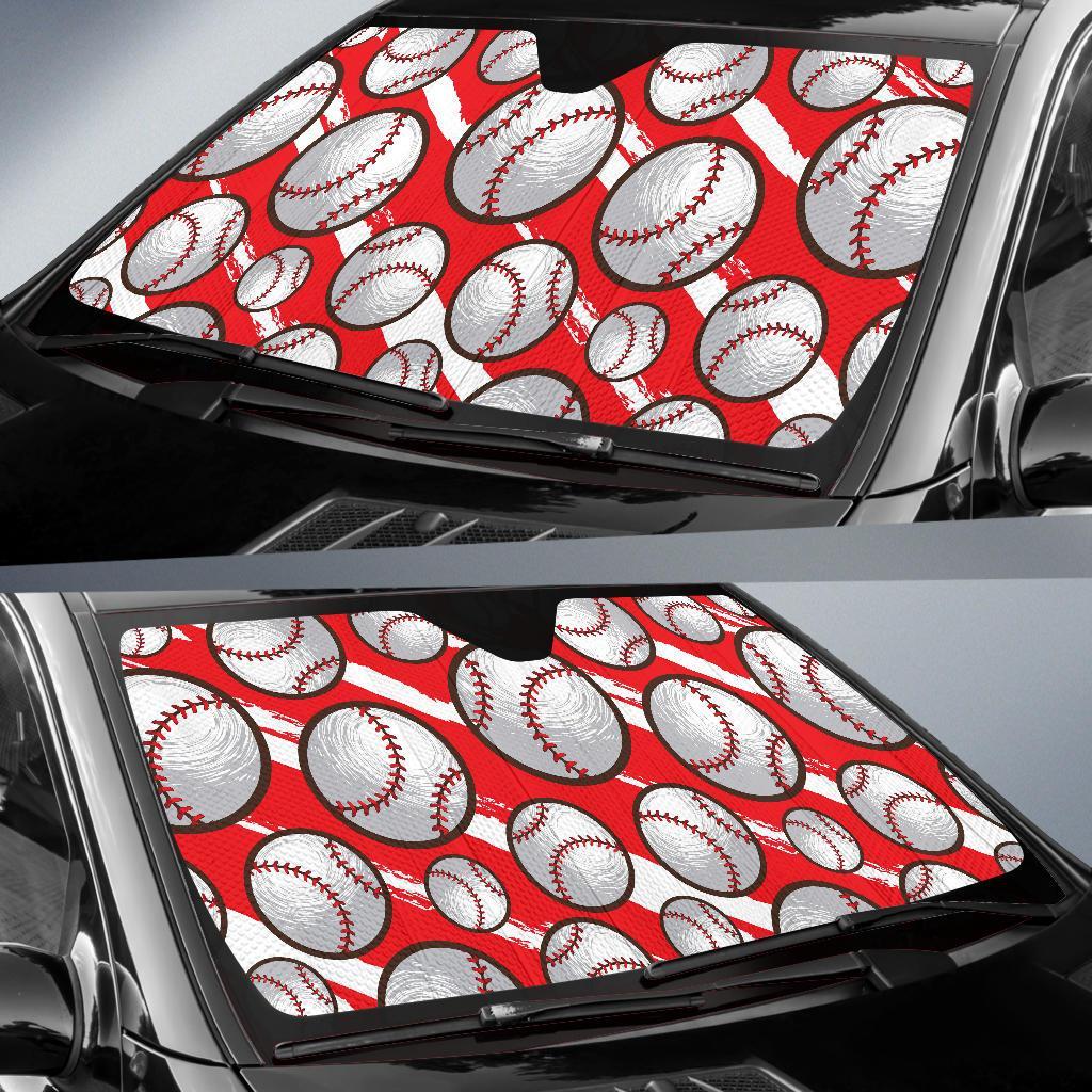 Pattern Print Softball Car Sun Shade-grizzshop