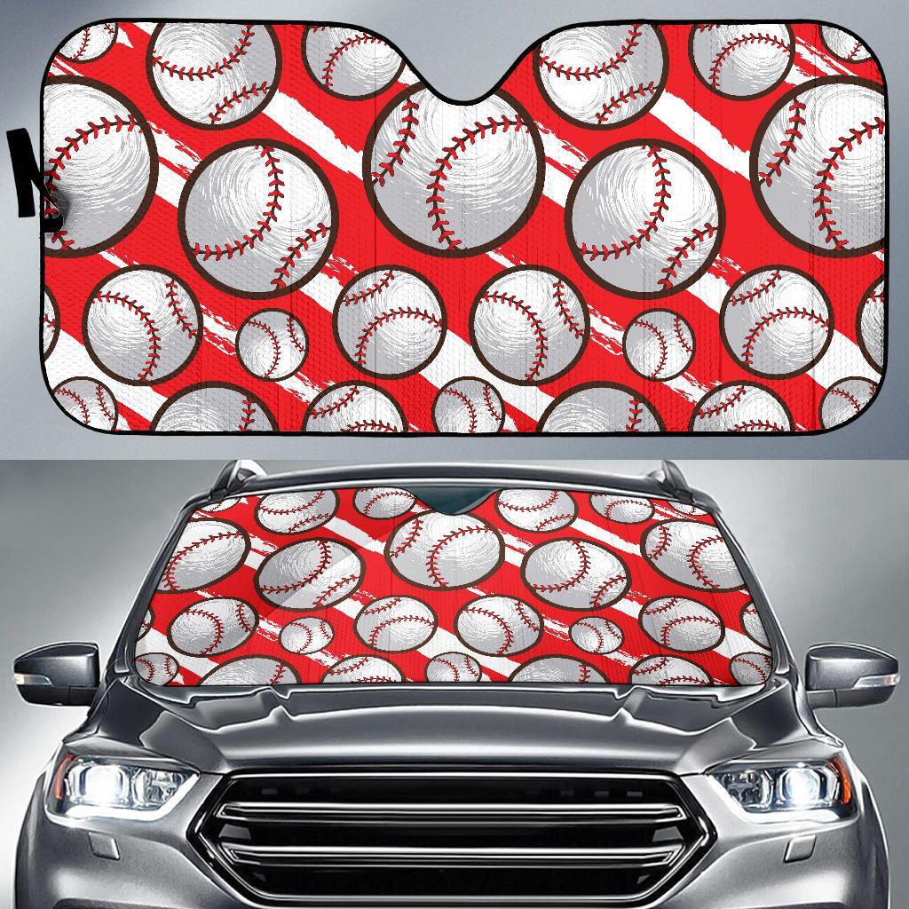Pattern Print Softball Car Sun Shade-grizzshop