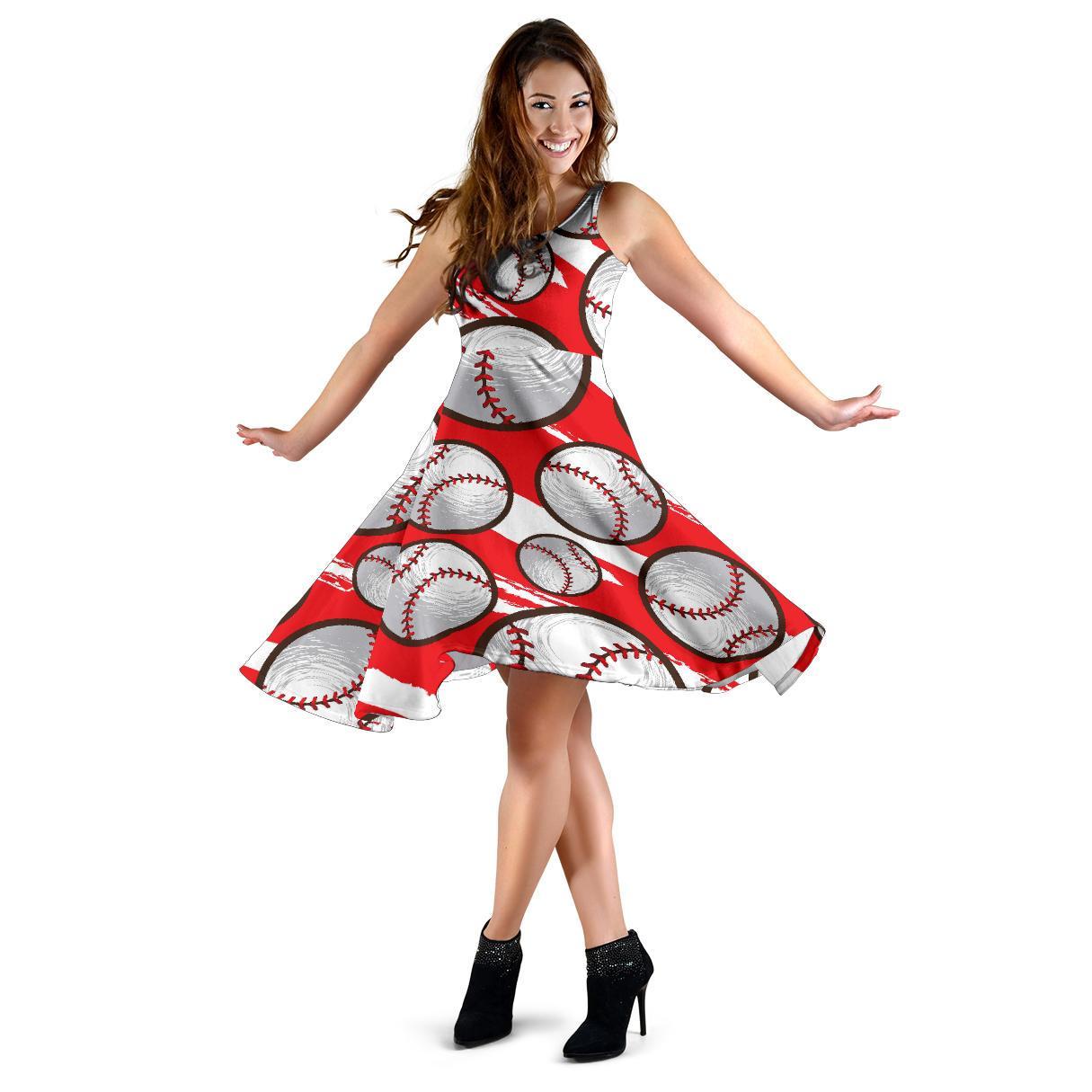 Pattern Print Softball Dress-grizzshop
