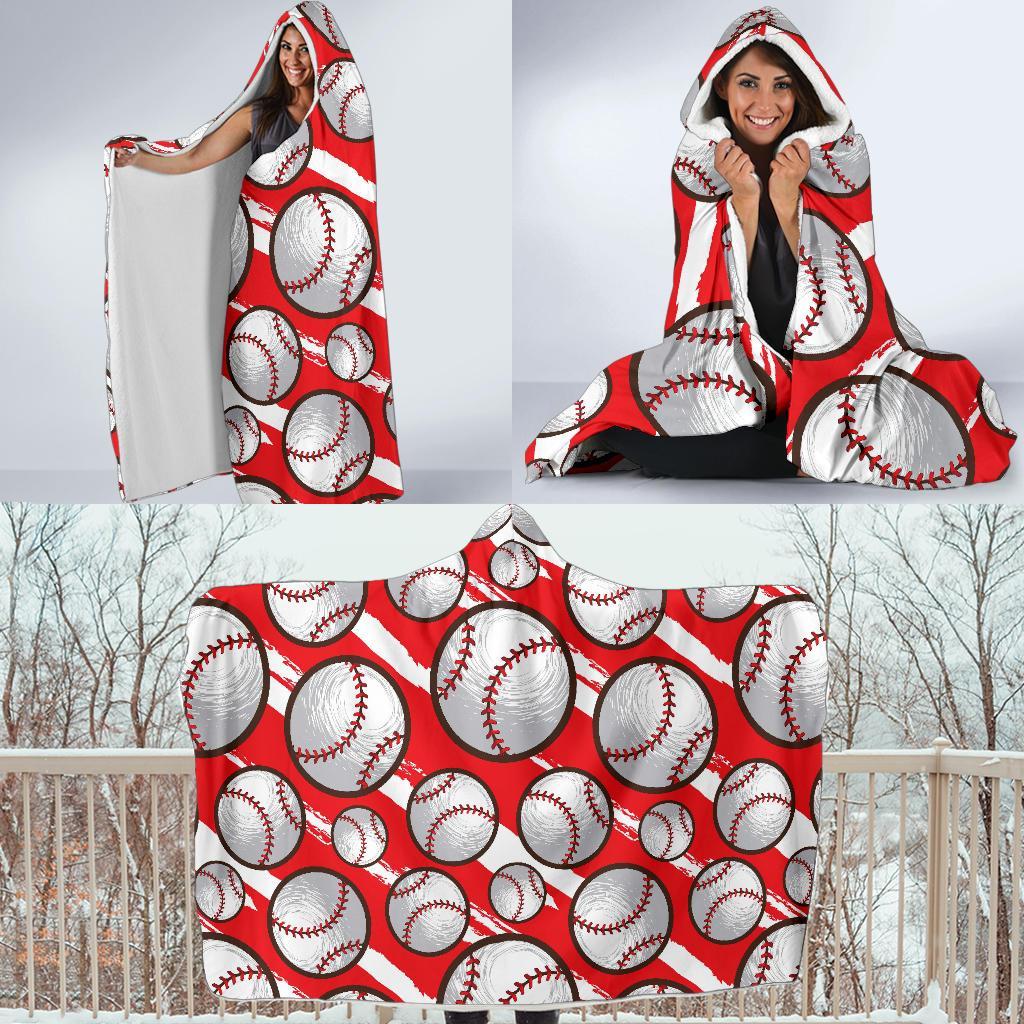 Pattern Print Softball Hooded Blanket-grizzshop