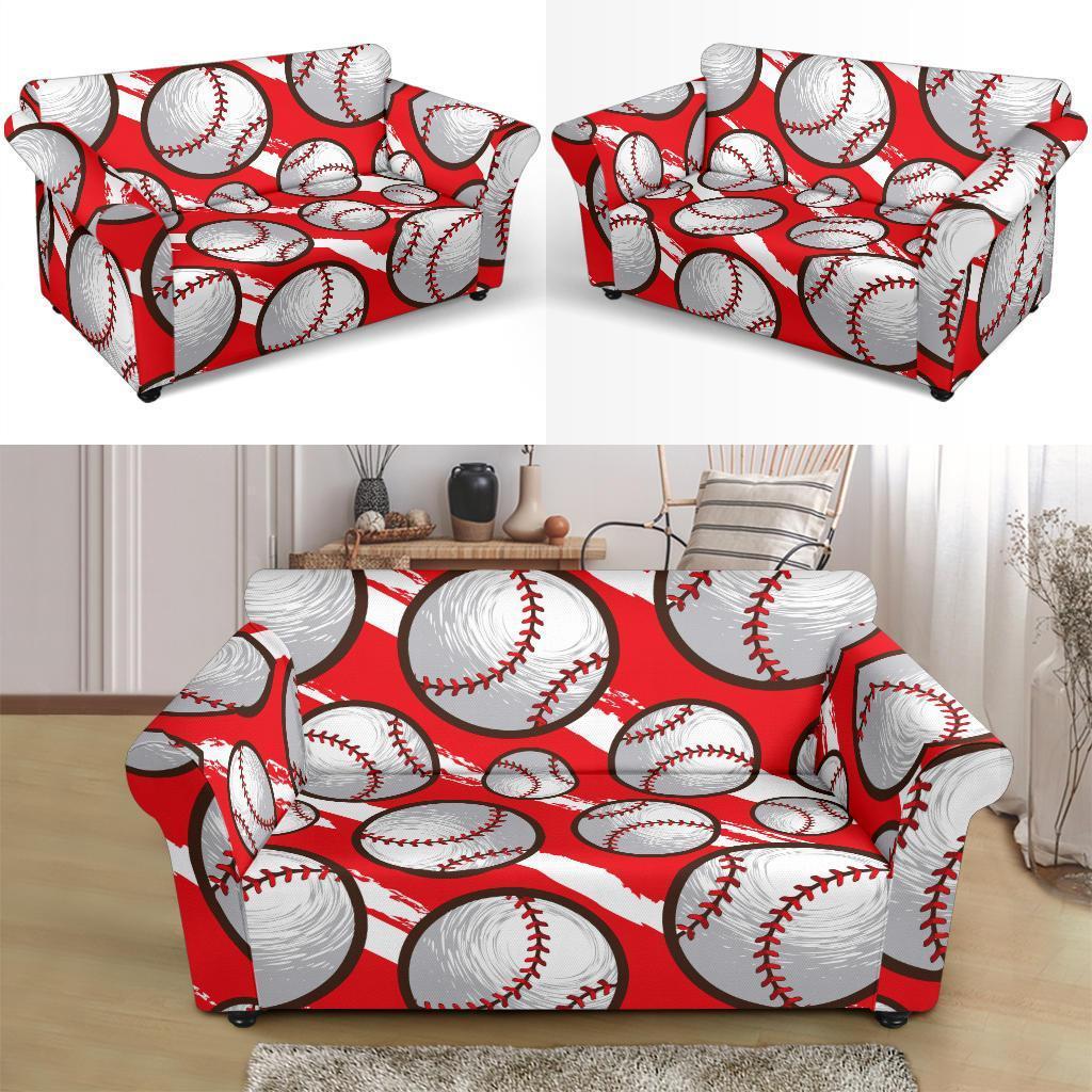 Pattern Print Softball Loveseat Cover-grizzshop