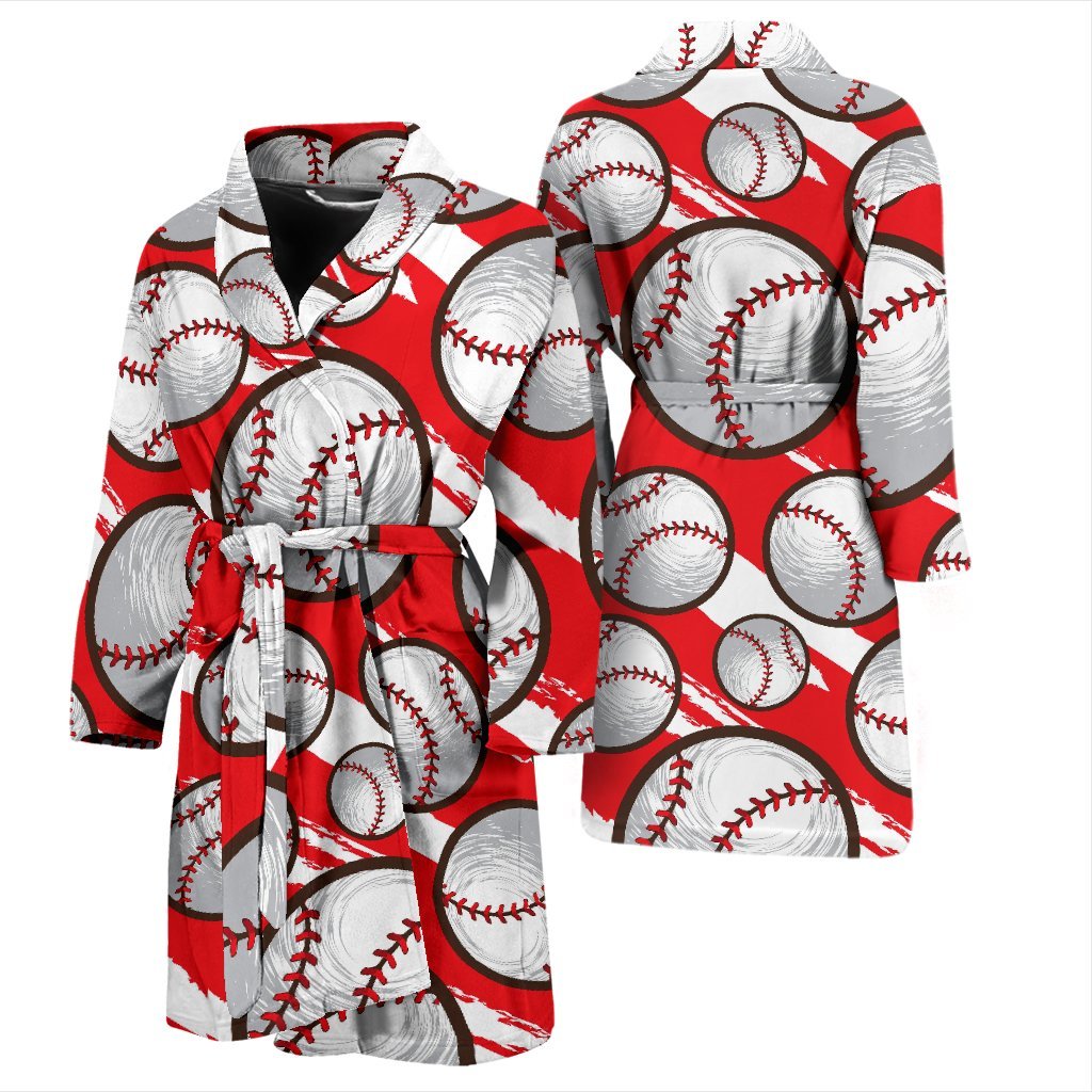 Pattern Print Softball Men Long Robe-grizzshop
