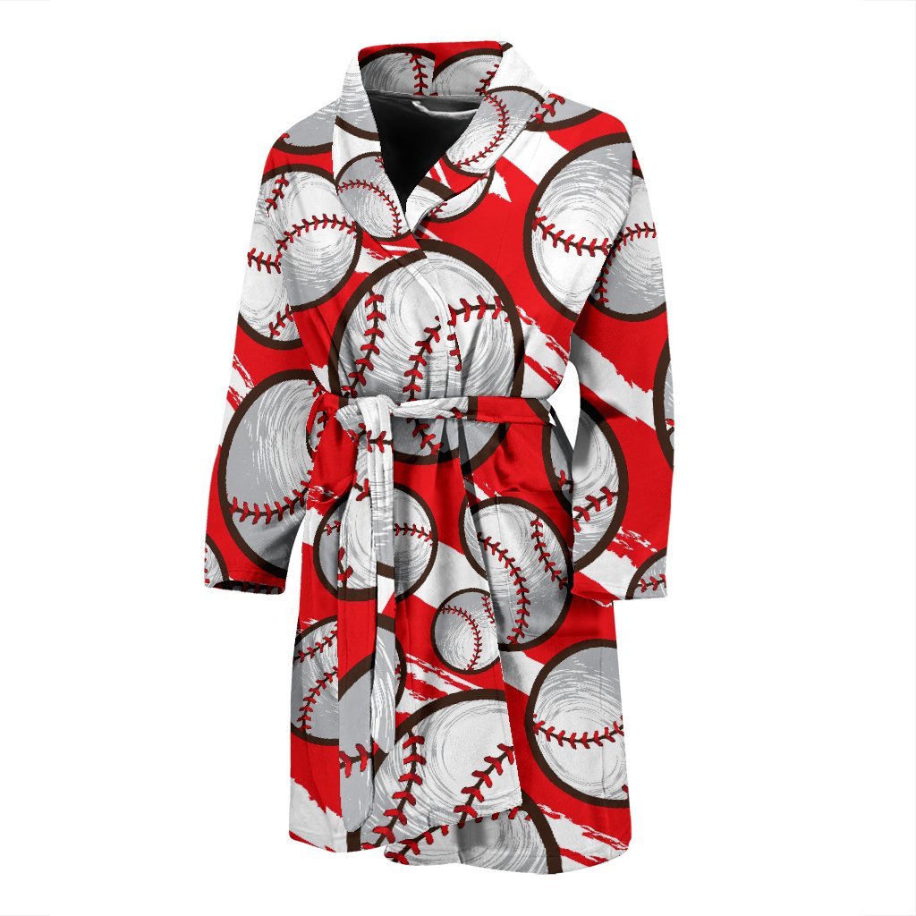 Pattern Print Softball Men Long Robe-grizzshop