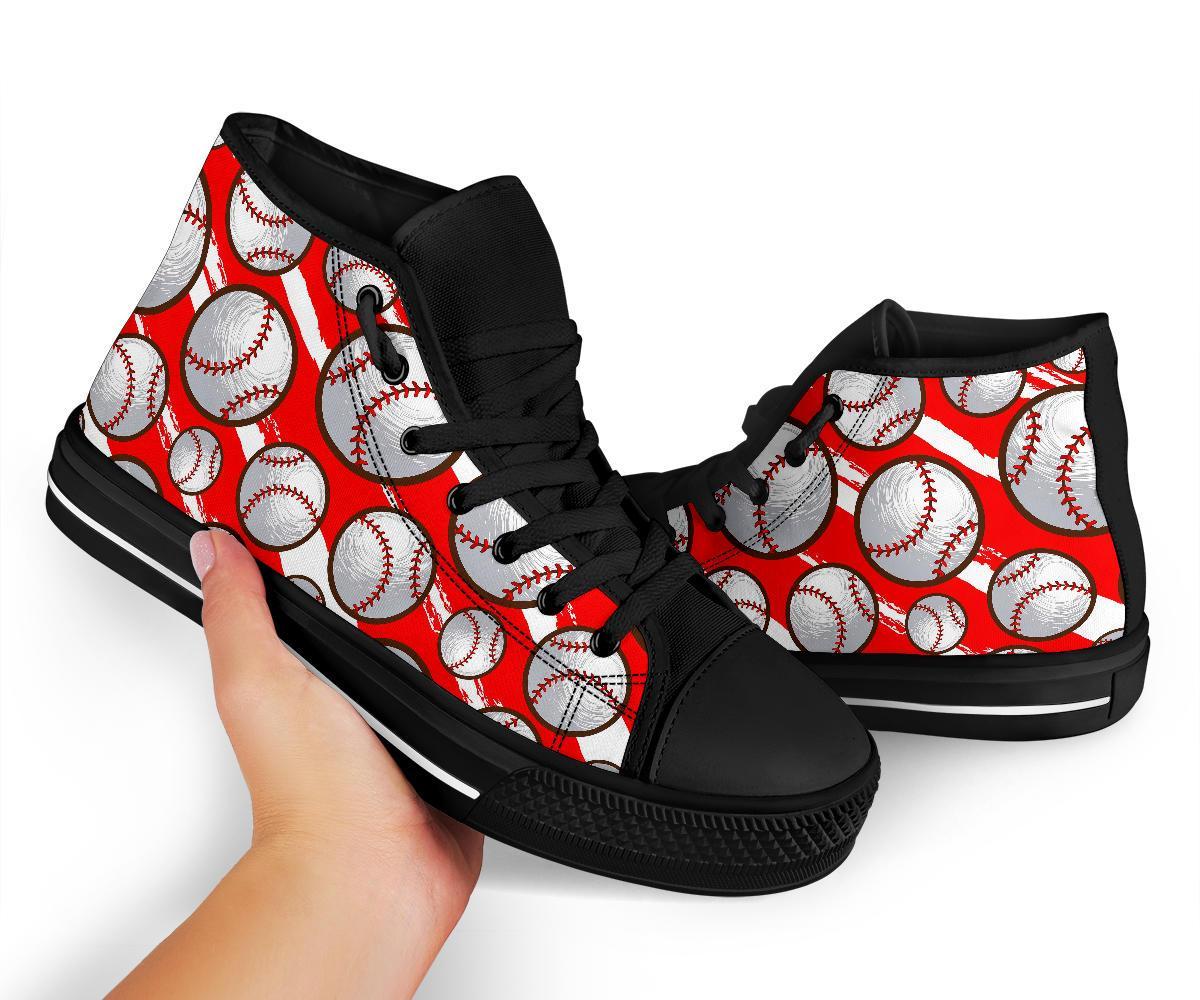 Pattern Print Softball Men Women's High Top Shoes-grizzshop