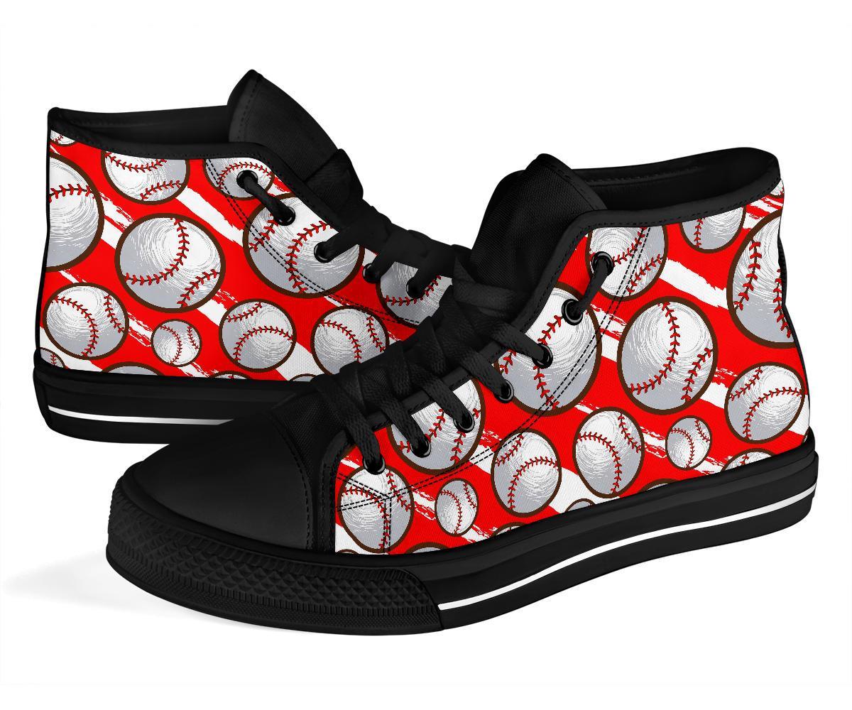 Pattern Print Softball Men Women's High Top Shoes-grizzshop
