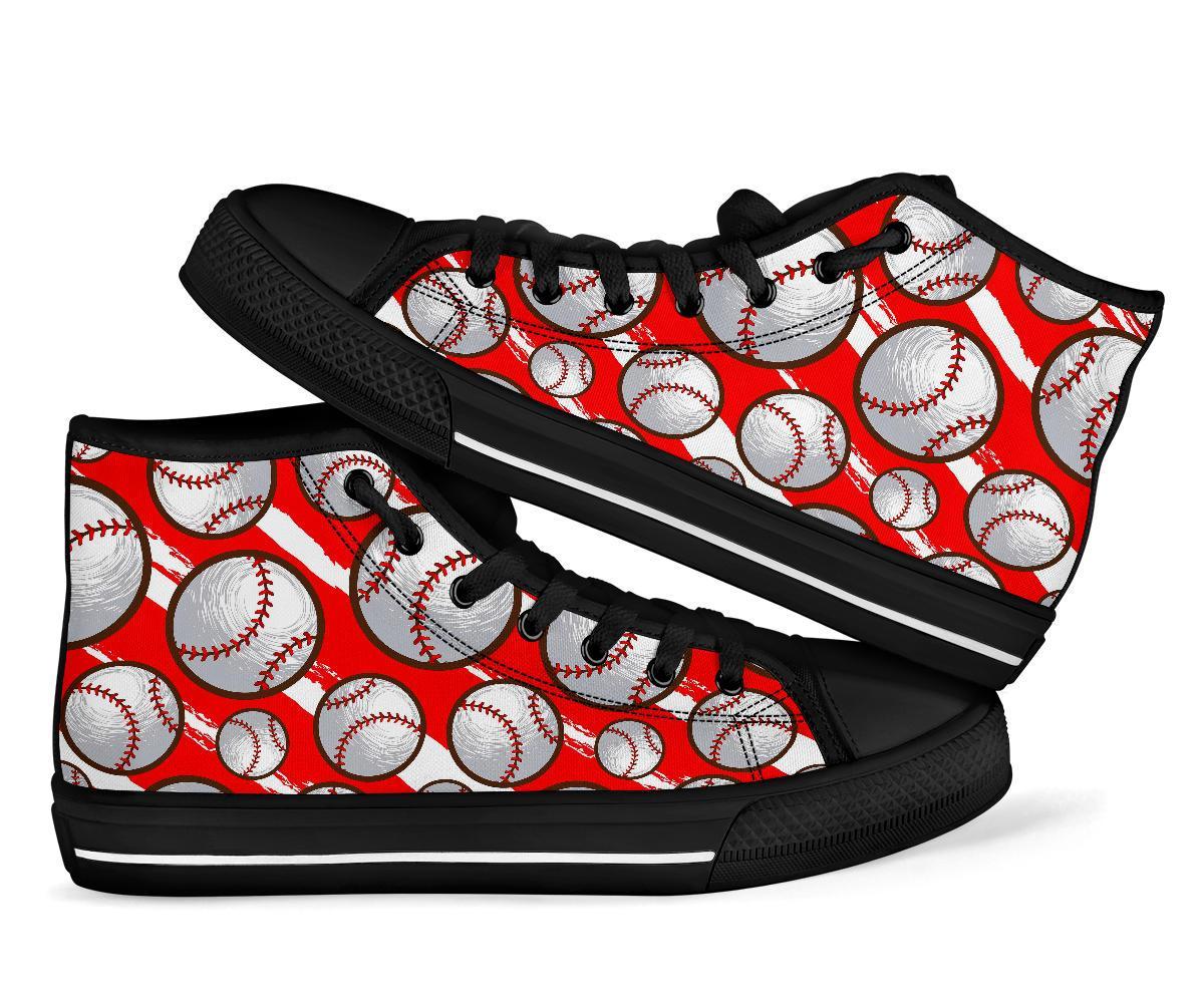 Pattern Print Softball Men Women's High Top Shoes-grizzshop