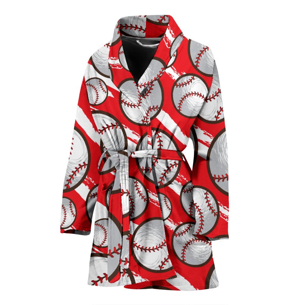 Pattern Print Softball Pattern Print Women Long Robe-grizzshop