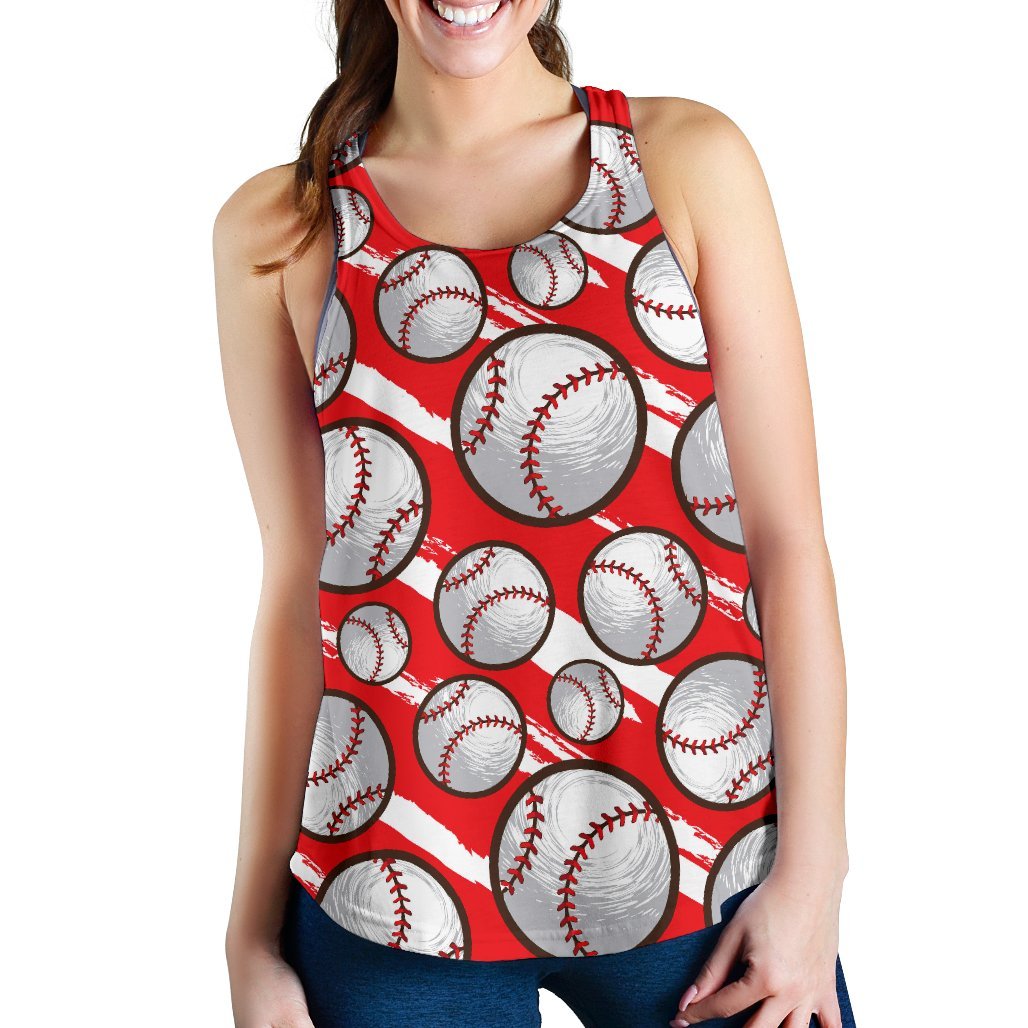 Pattern Print Softball Women's Racerback Tank Tops-grizzshop