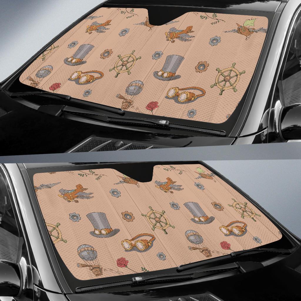 Pattern Print Steampunk Car Sun Shade-grizzshop