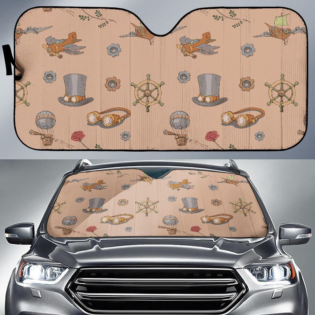 Pattern Print Steampunk Car Sun Shade-grizzshop