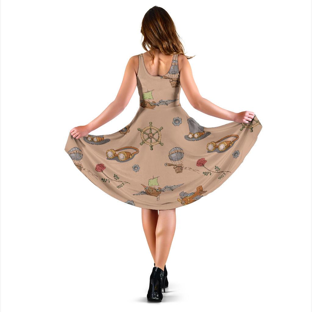 Pattern Print Steampunk Dress-grizzshop
