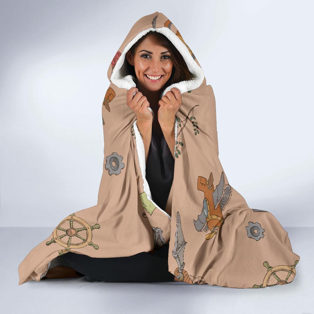 Pattern Print Steampunk Hooded Blanket-grizzshop