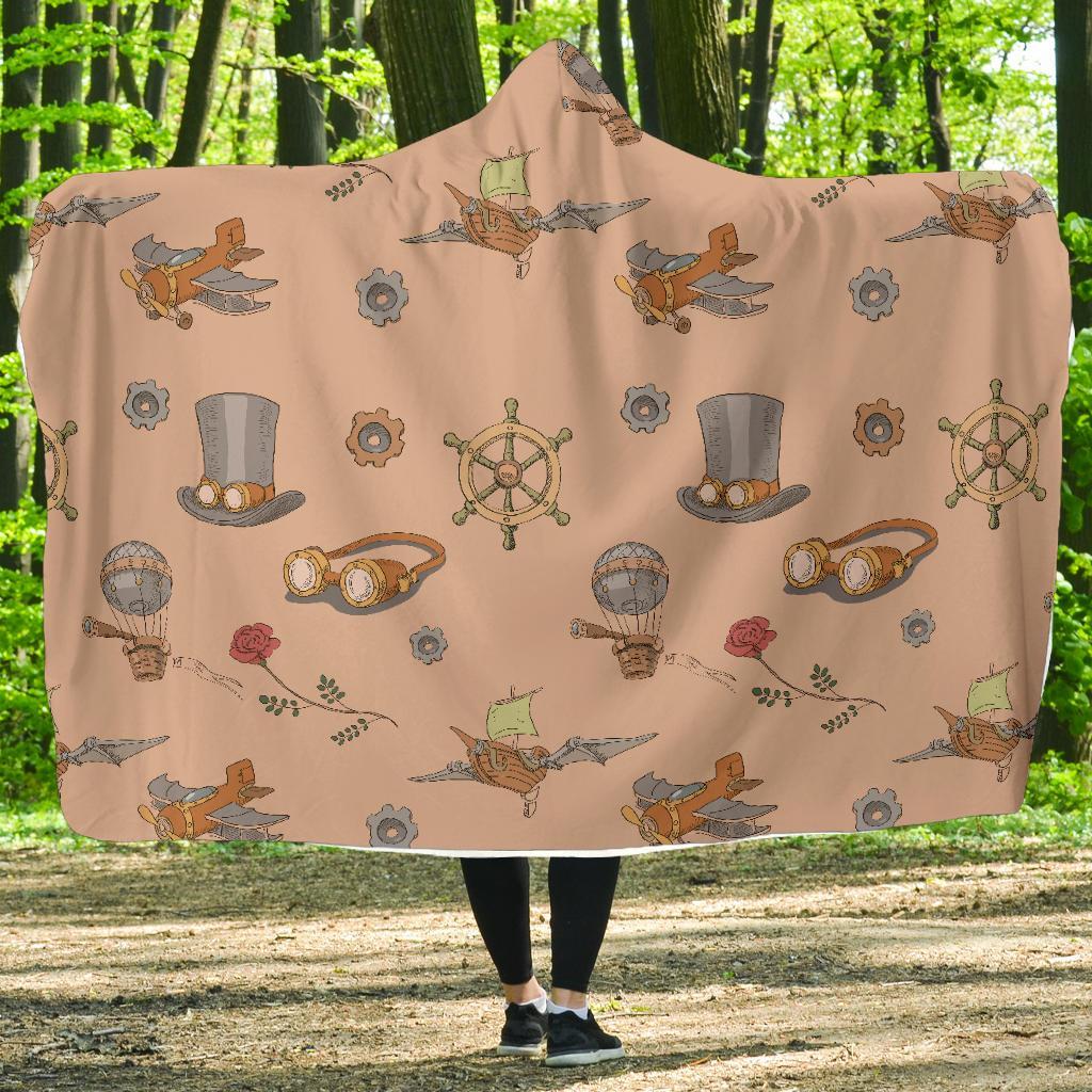 Pattern Print Steampunk Hooded Blanket-grizzshop