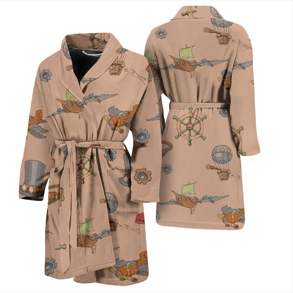 Pattern Print Steampunk Men Long Robe-grizzshop