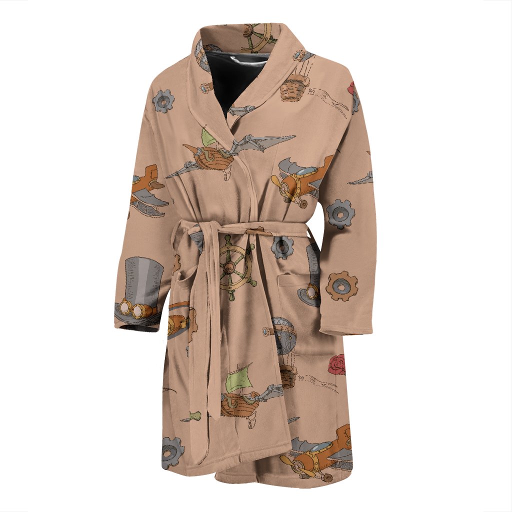 Pattern Print Steampunk Men Long Robe-grizzshop