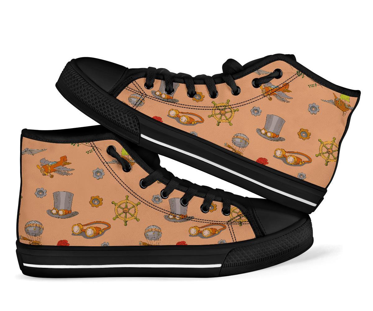 Pattern Print Steampunk Men Women's High Top Shoes-grizzshop