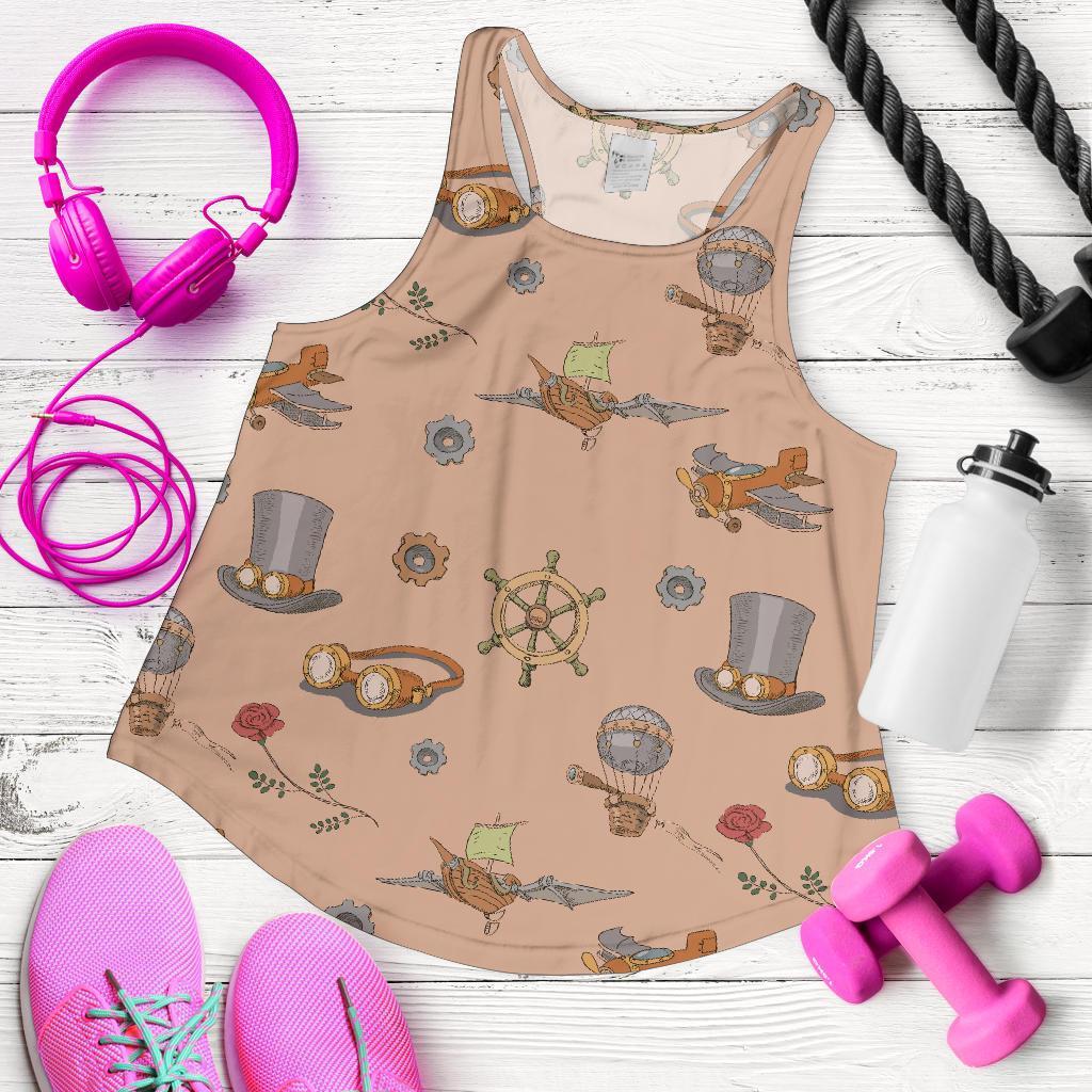 Pattern Print Steampunk Women's Racerback Tank Tops-grizzshop