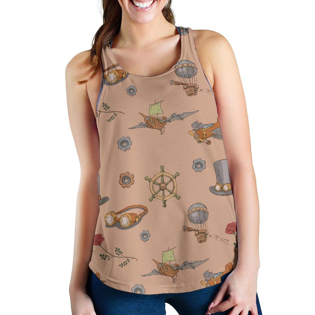 Pattern Print Steampunk Women's Racerback Tank Tops-grizzshop