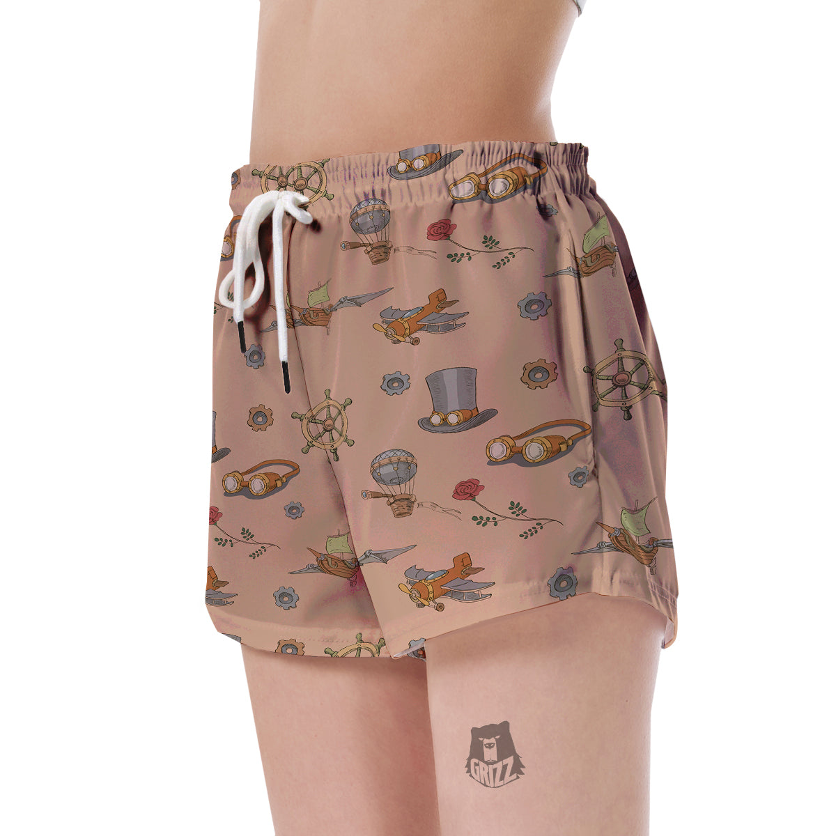 Pattern Print Steampunk Women's Shorts-grizzshop