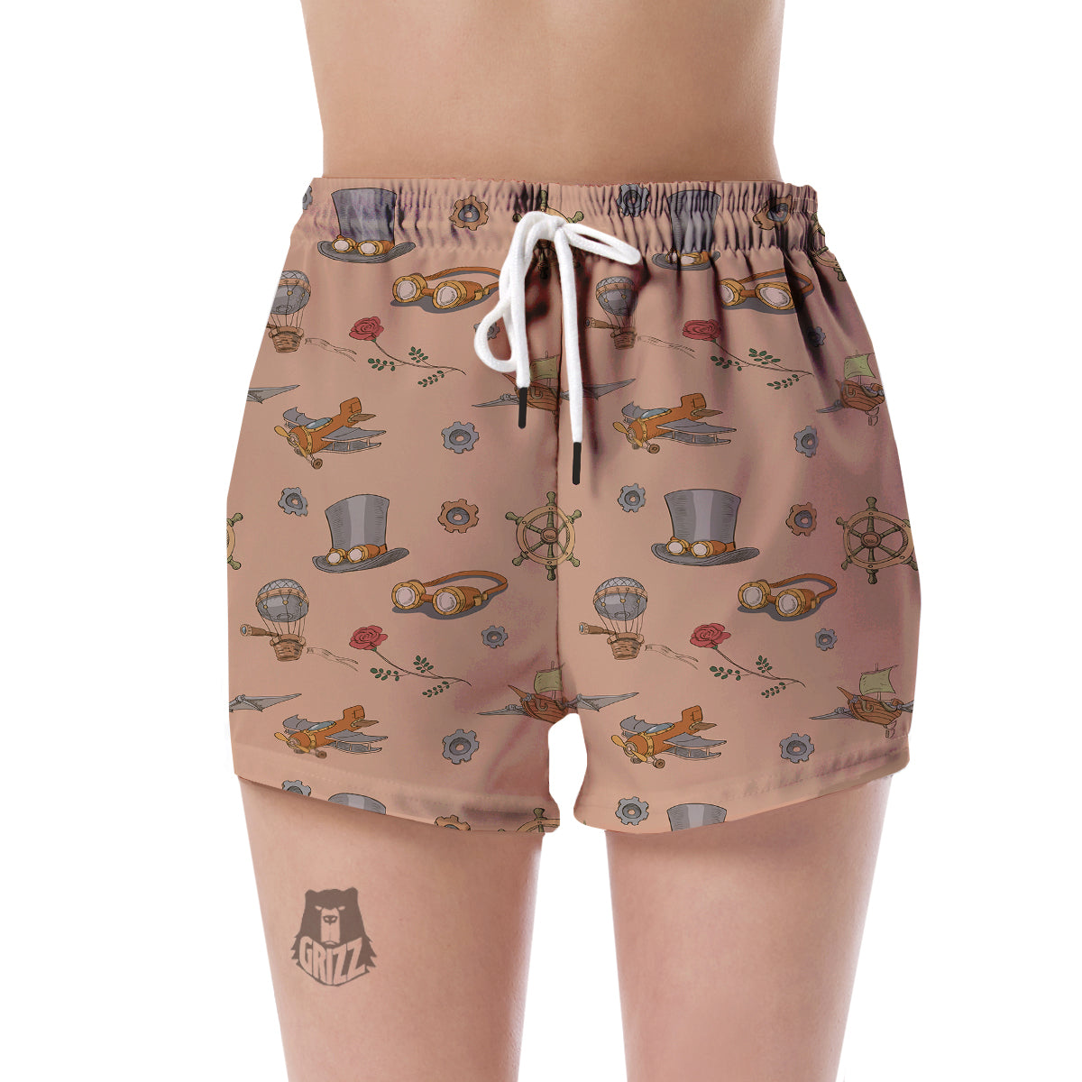 Pattern Print Steampunk Women's Shorts-grizzshop