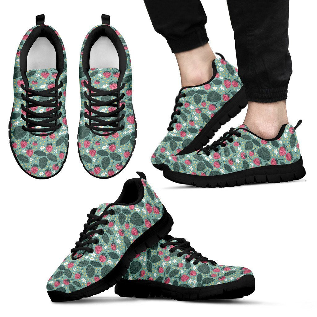 Pattern Print Strawberry Black Sneaker Shoes For Men Women-grizzshop