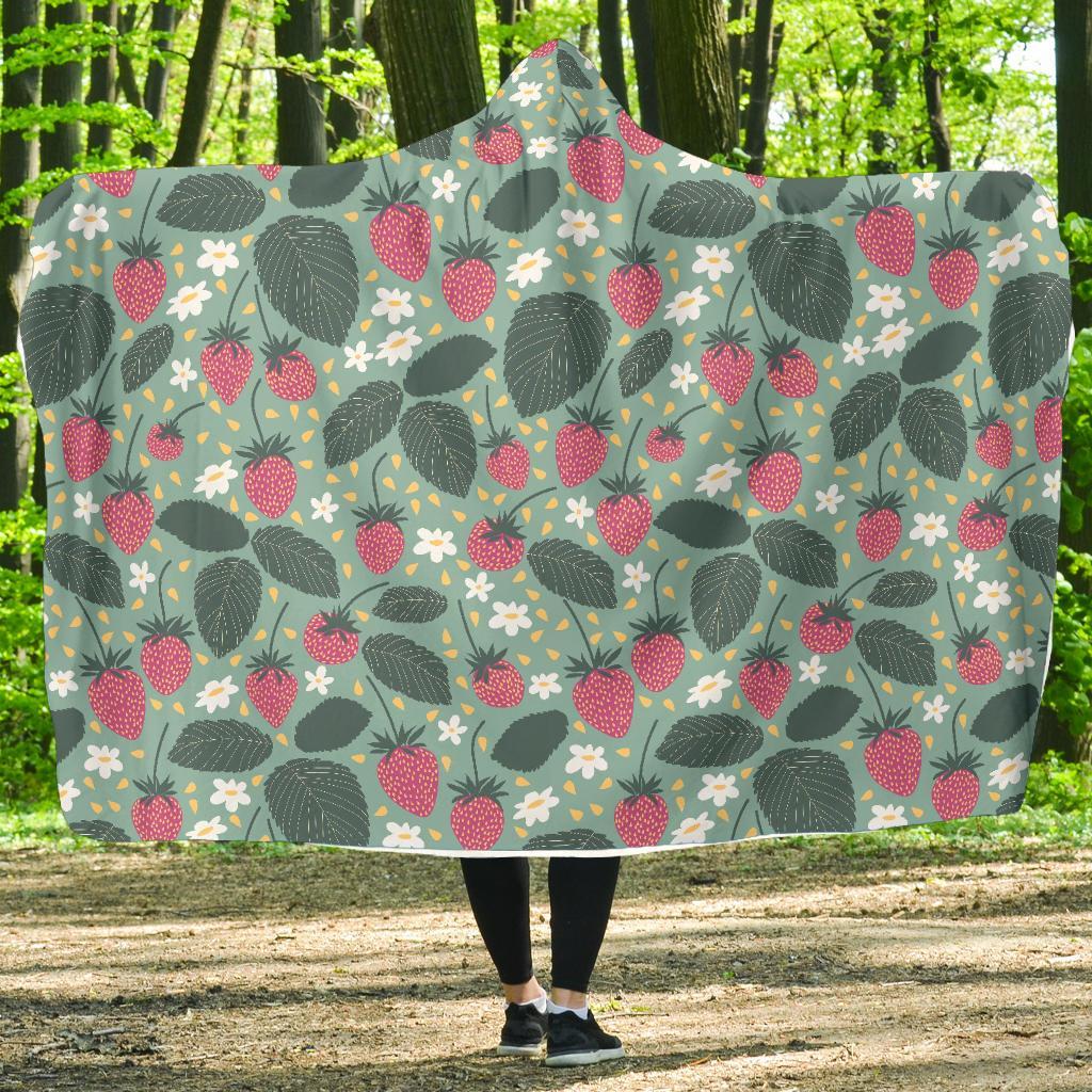 Pattern Print Strawberry Hooded Blanket-grizzshop