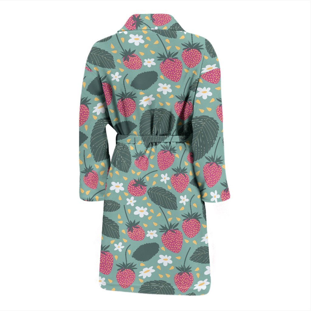 Pattern Print Strawberry Men Long Robe-grizzshop