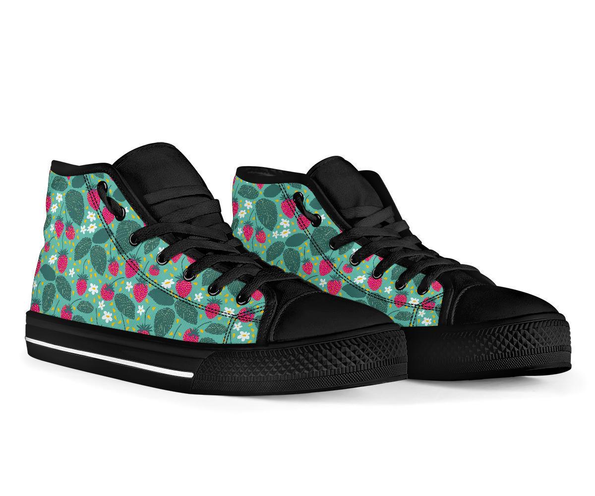 Pattern Print Strawberry Men Women's High Top Shoes-grizzshop