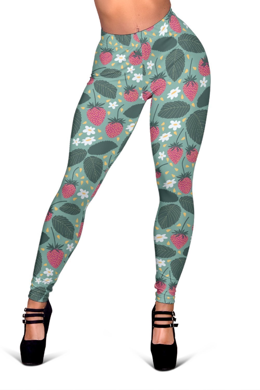 Pattern Print Strawberry Print Pattern Women Leggings-grizzshop