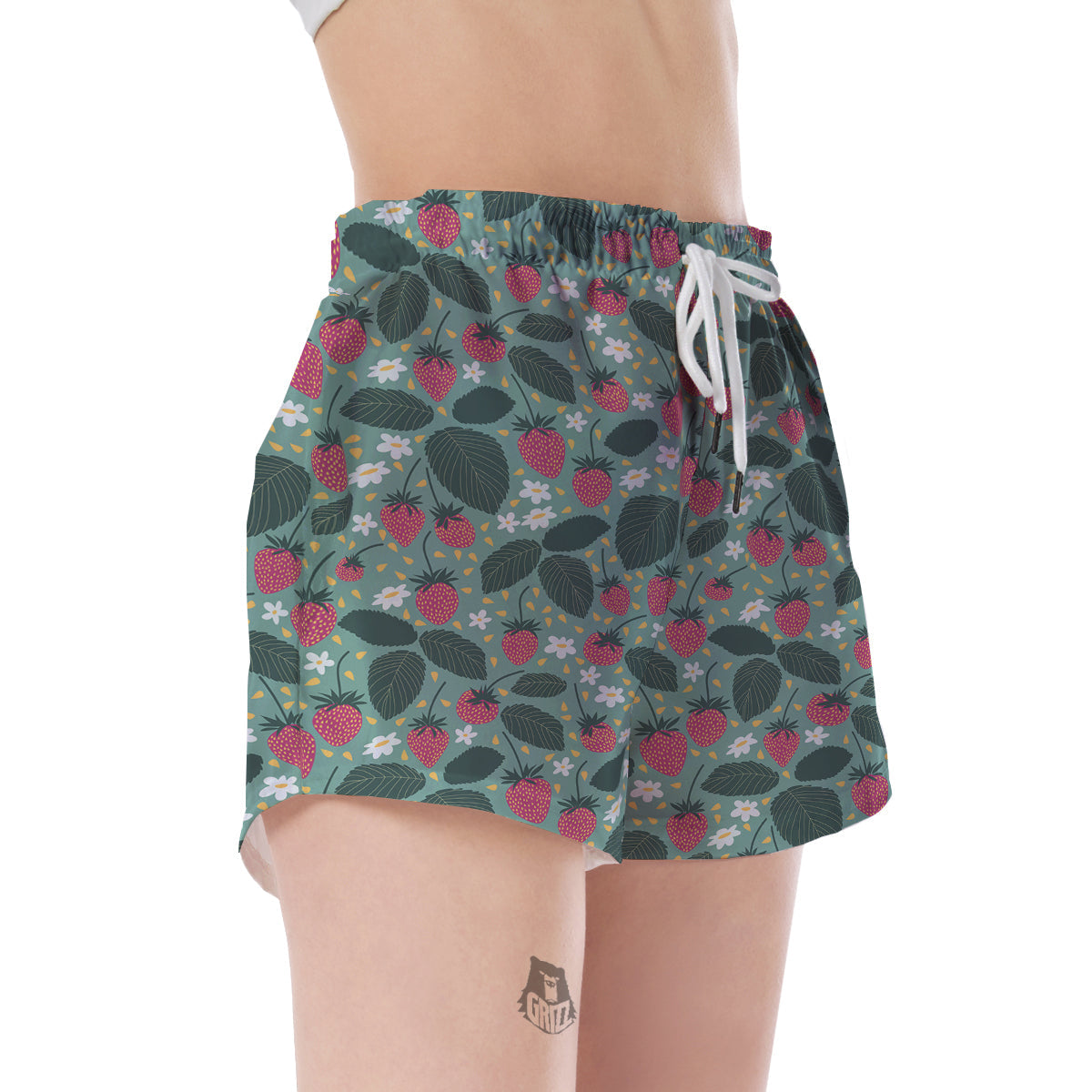 Pattern Print Strawberry Women's Shorts-grizzshop