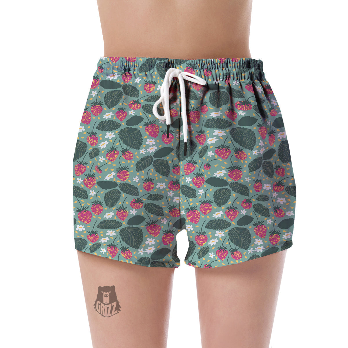 Pattern Print Strawberry Women's Shorts-grizzshop