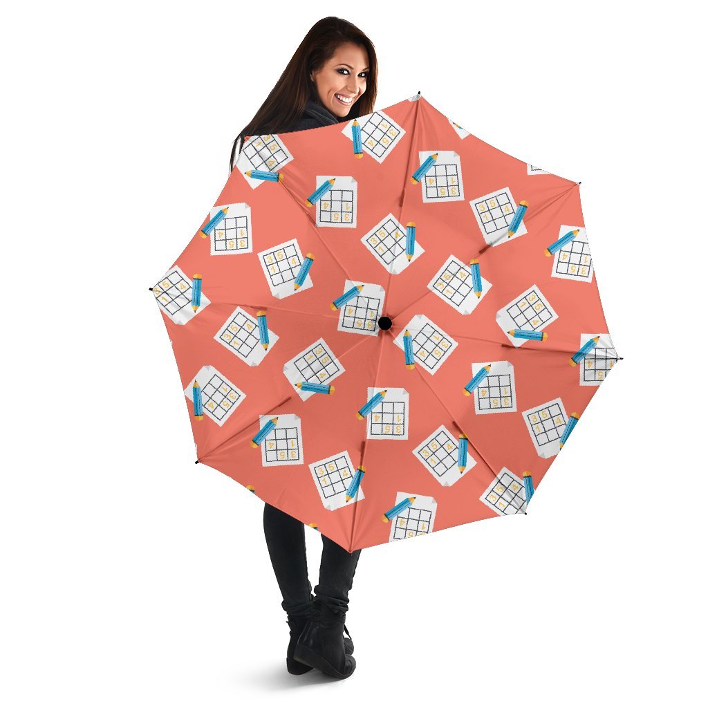 Pattern Print Sudoku Automatic Foldable Umbrella-grizzshop