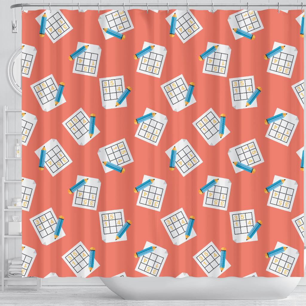 Pattern Print Sudoku Bathroom Shower Curtain-grizzshop