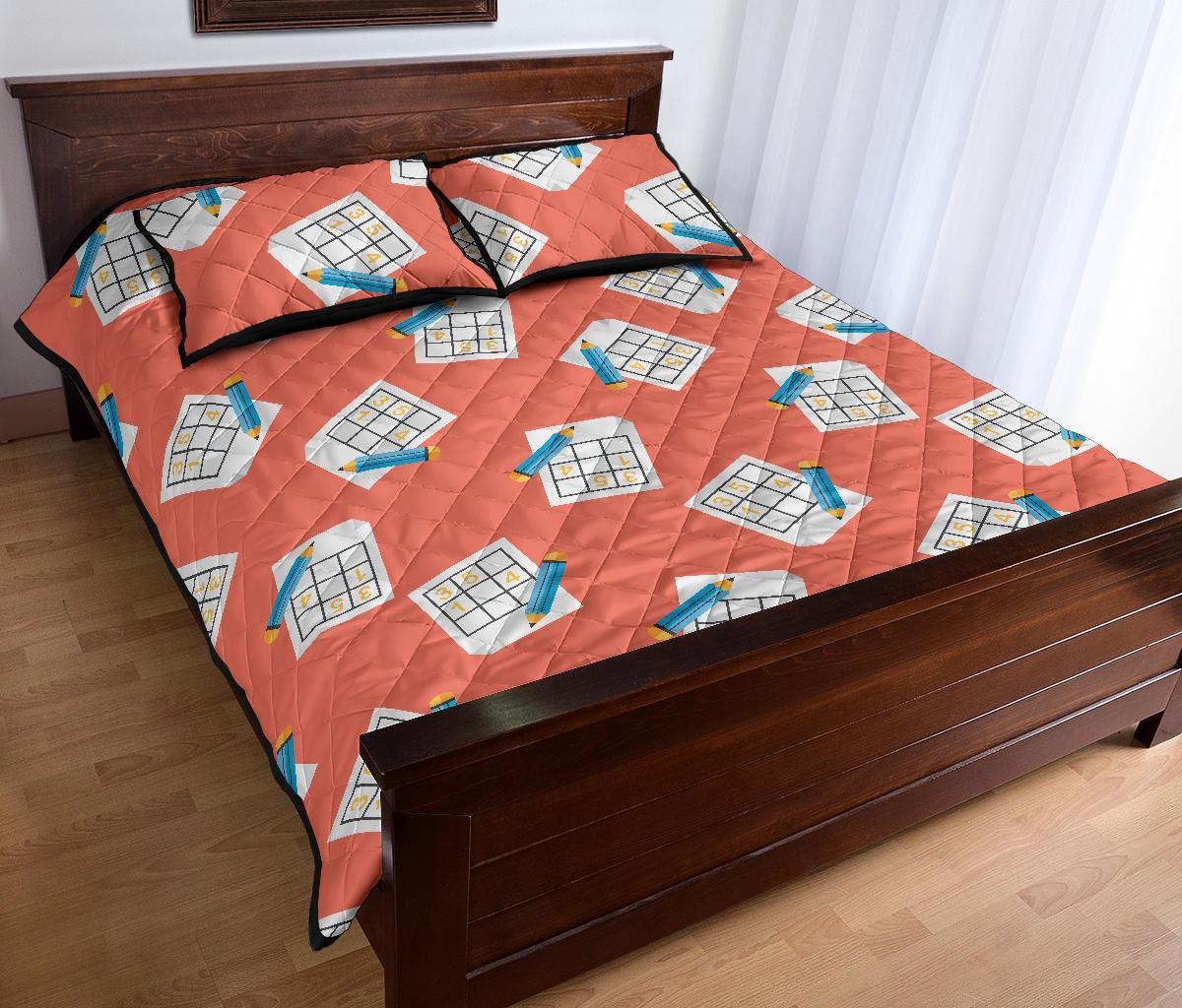 Pattern Print Sudoku Bed Set Quilt-grizzshop