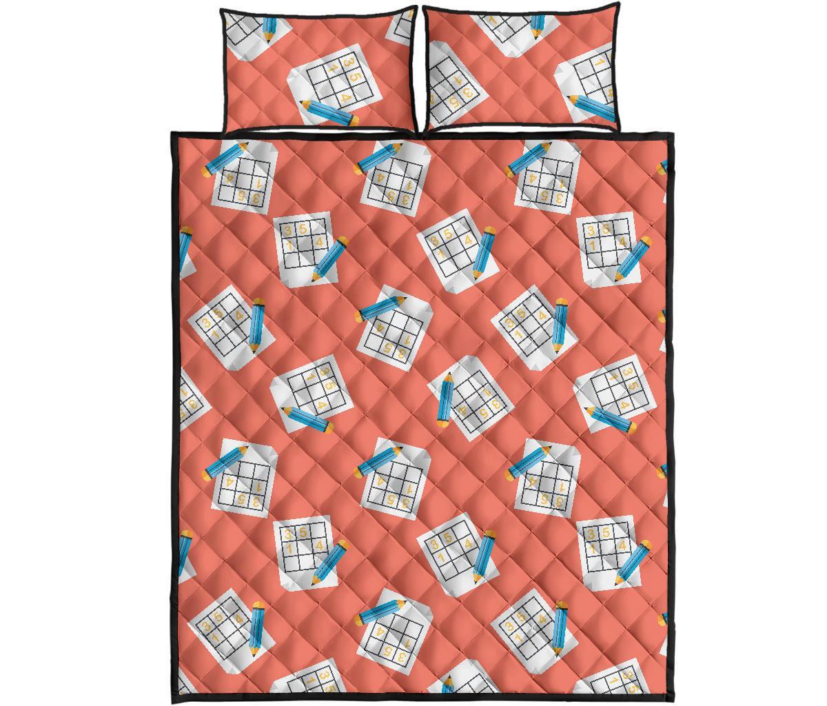 Pattern Print Sudoku Bed Set Quilt-grizzshop