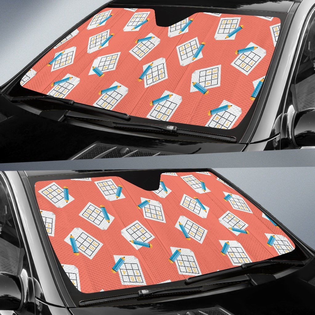 Pattern Print Sudoku Car Sun Shade-grizzshop