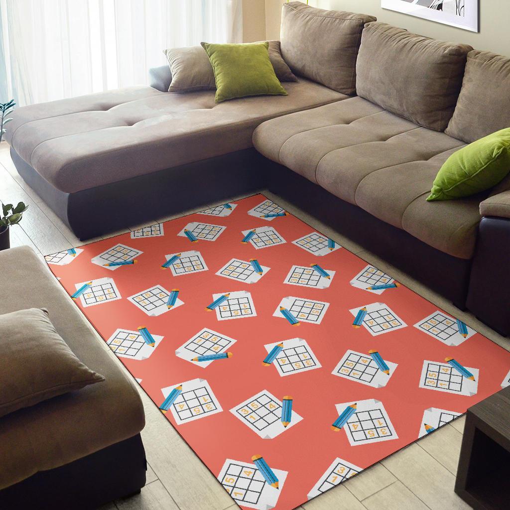 Pattern Print Sudoku Floor Mat-grizzshop