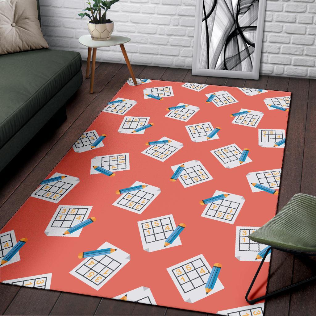 Pattern Print Sudoku Floor Mat-grizzshop