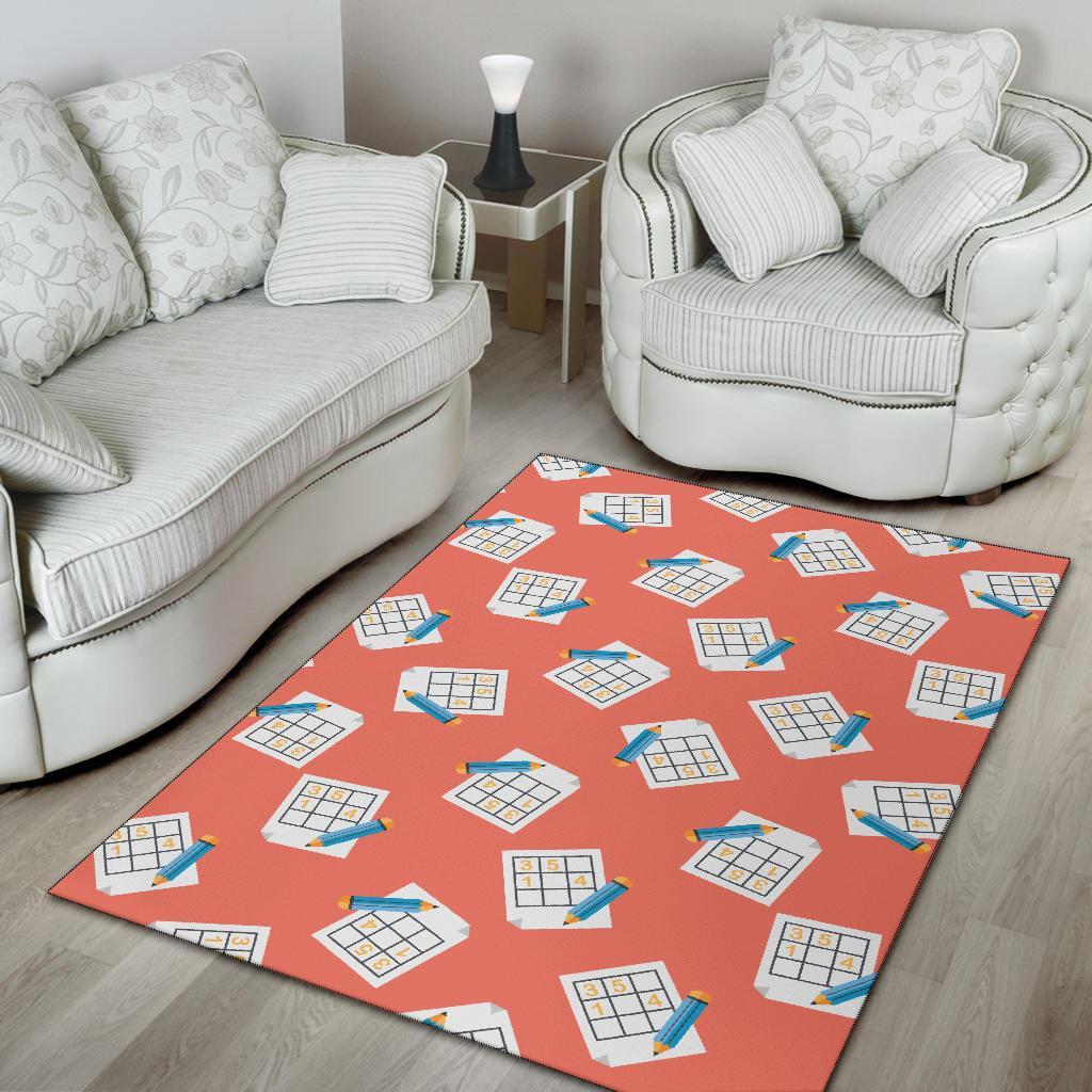 Pattern Print Sudoku Floor Mat-grizzshop