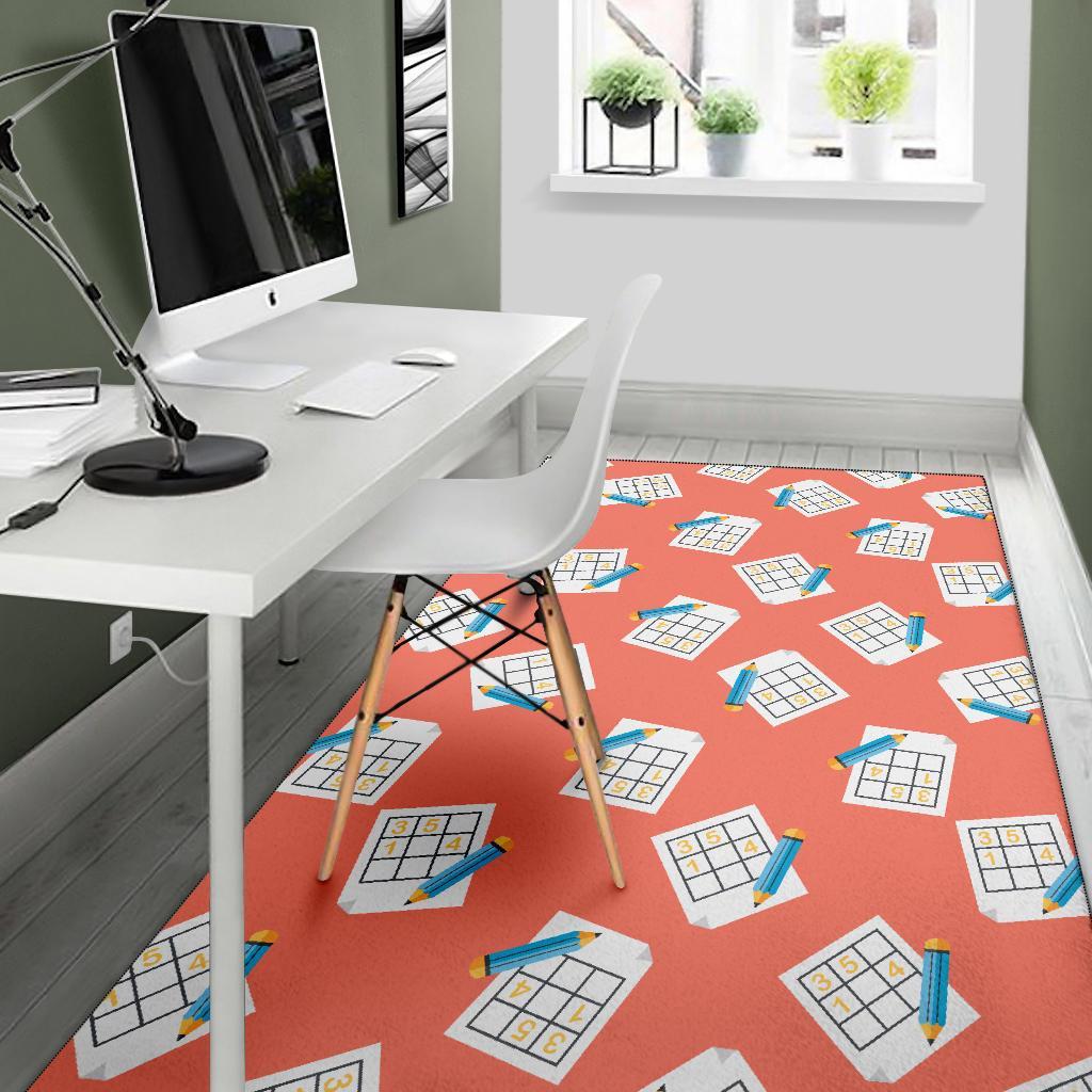 Pattern Print Sudoku Floor Mat-grizzshop