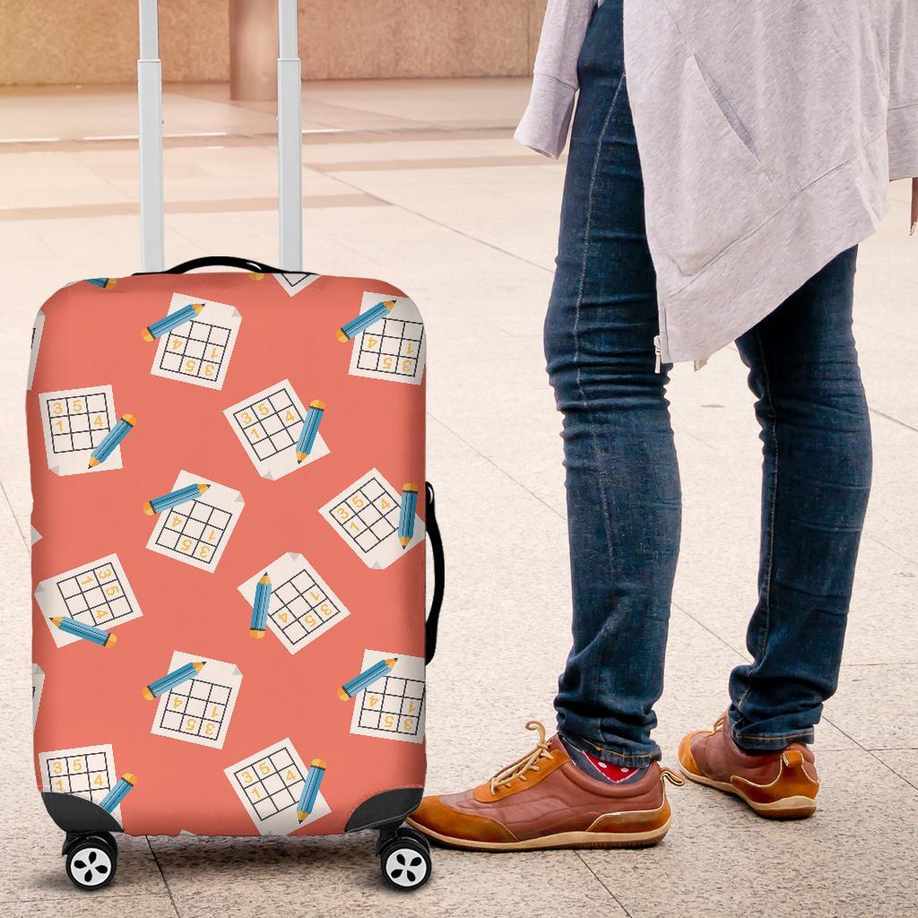 Pattern Print Sudoku Luggage Cover Protector-grizzshop