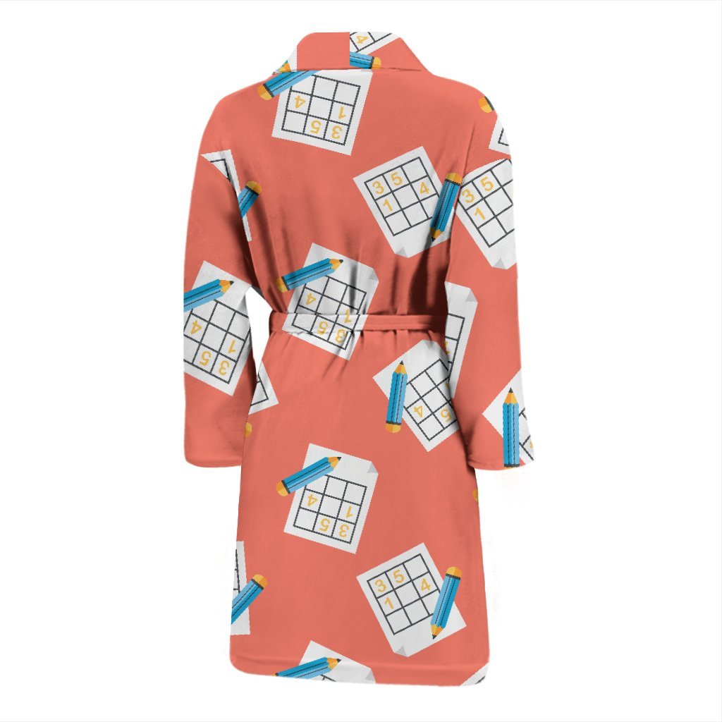 Pattern Print Sudoku Men Long Robe-grizzshop