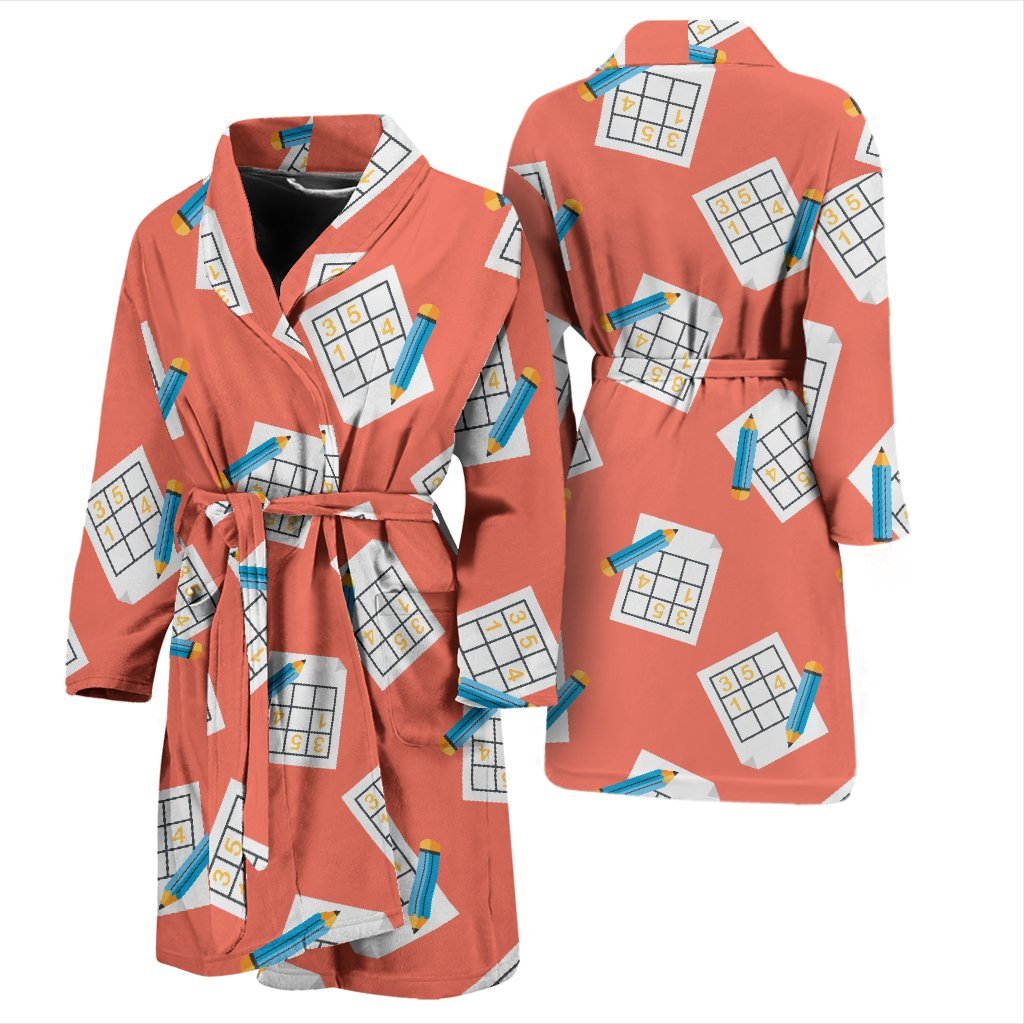 Pattern Print Sudoku Men Long Robe-grizzshop